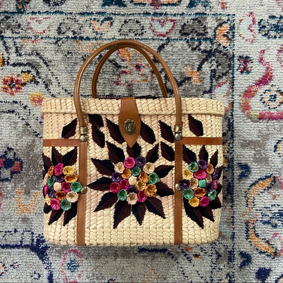 Straw Basket Bag Handbag - Picture 1 of 9